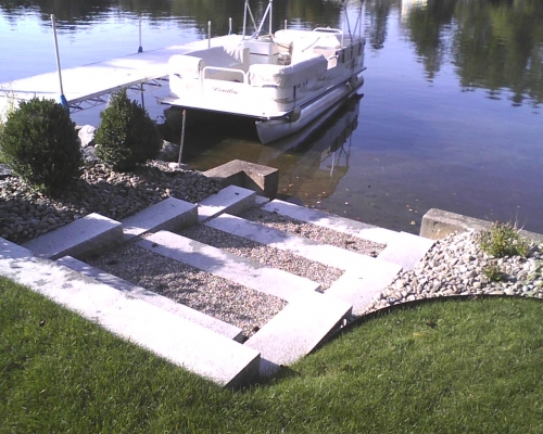 granite steps to the lake